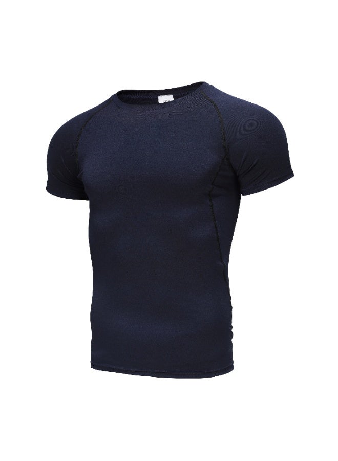 القميص الرياضي للمصممة للرجال، تي شيرت أكمام قصيرة عقد cổ دائري ملائم للجسم جاف سريع، قميص داخلي مصمم للجسم، ملابس مصممة للتحكم في البطن للرياضة - Image 2